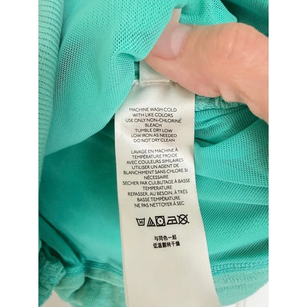 Free People‎ Crop Top Womens Small Mint Green Tie Shoulder Ruched Ribbed Boho